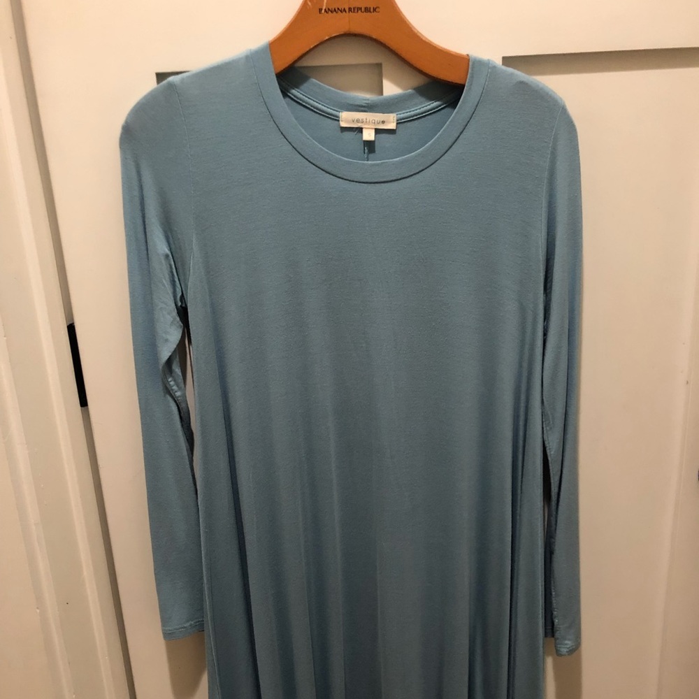 Aqua long-sleeved swing dress